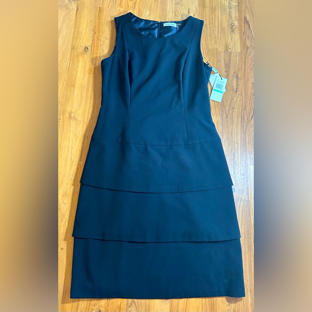 NWT Calvin Klein Women’s Black Sleeveless Tiered Dress Size 8